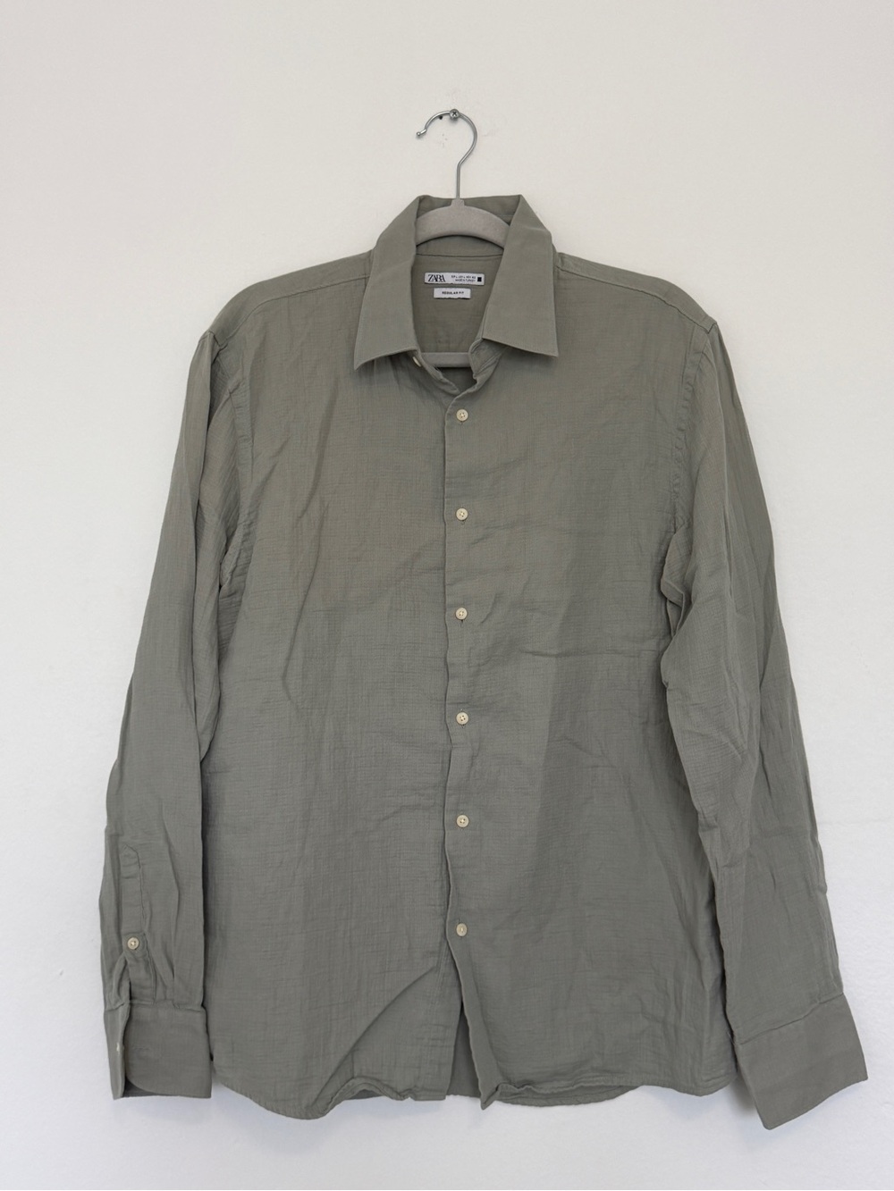 Zara Lightweight Collared Shirt in Sage Green